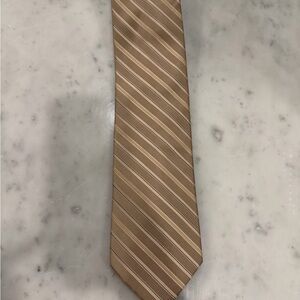 Perry Ellis Tan and White Striped Tie